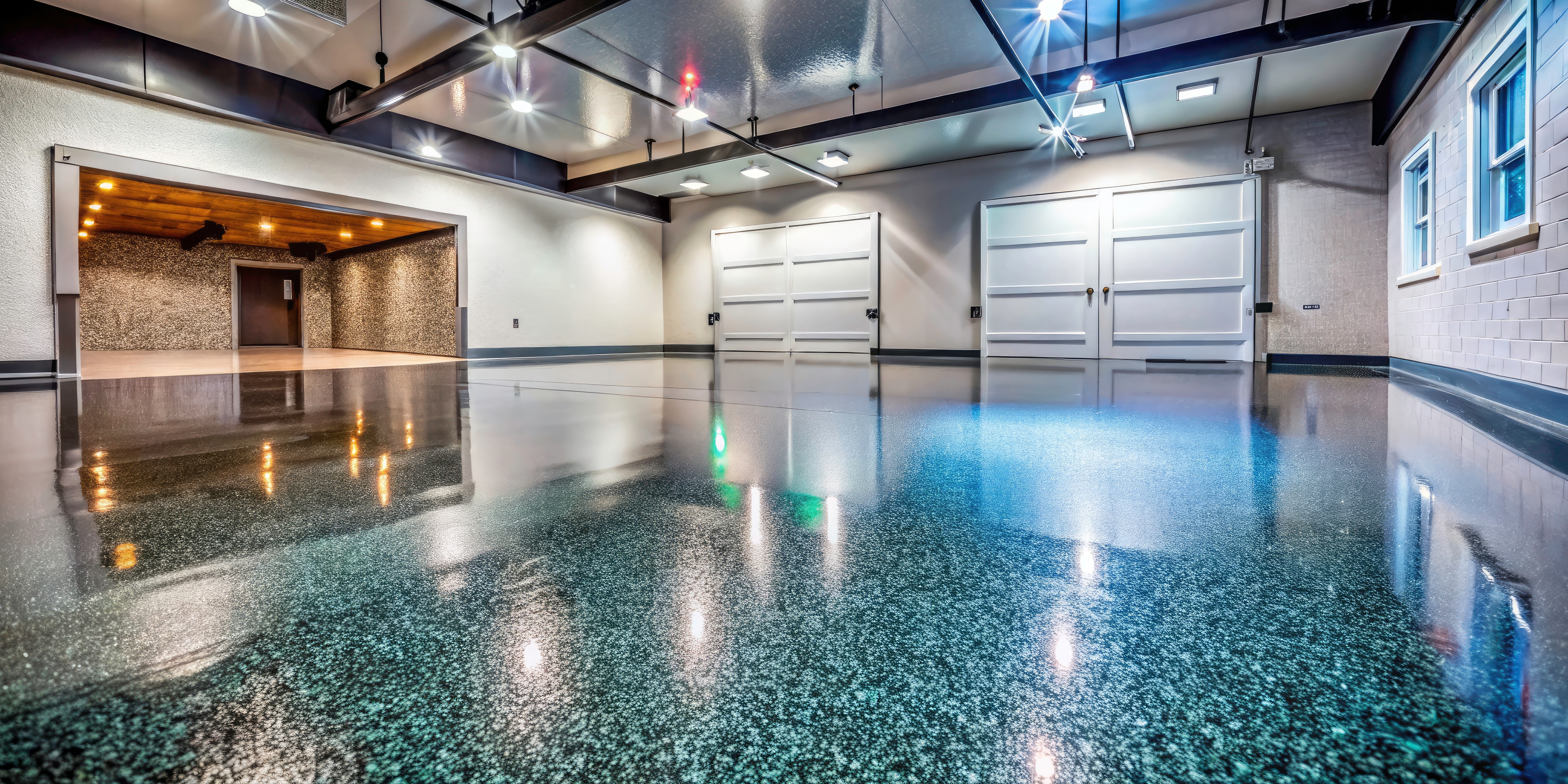 Clean flake epoxy garage floor in an American Fork residence